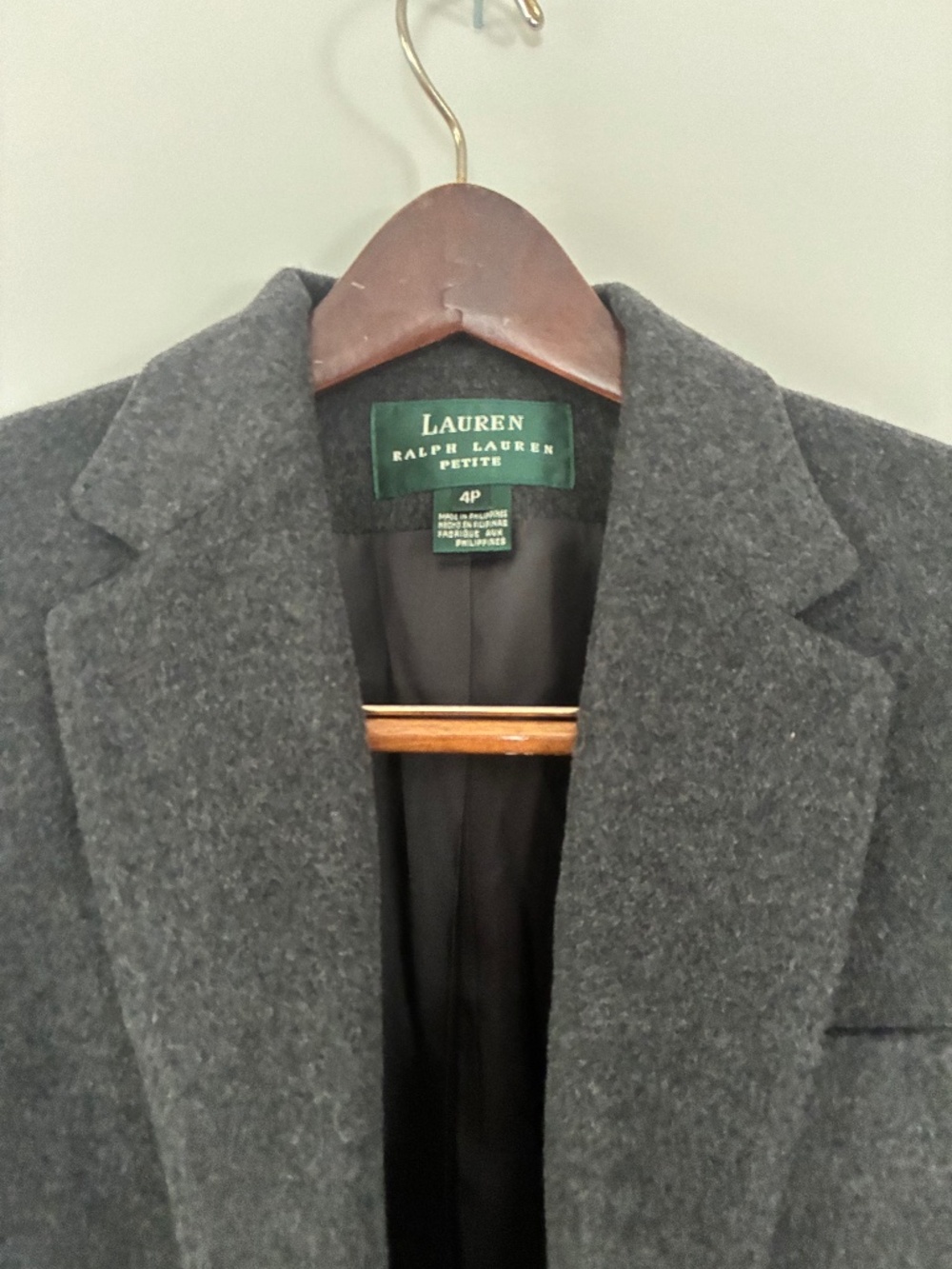 Ralph Lauren Cashmere blazer coat size 4 petite in gray
